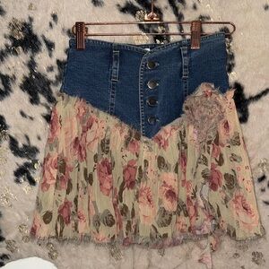 Kimchi Blue Asymmetrical Denim and Floral Skirt